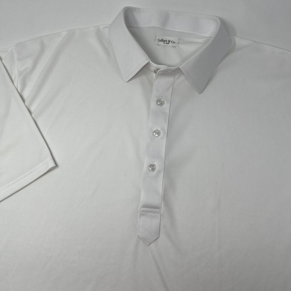 Collars & Co Men White Short Sleeve Dress Collar Polo Shirt Size 2XL Performance - Picture 1 of 7